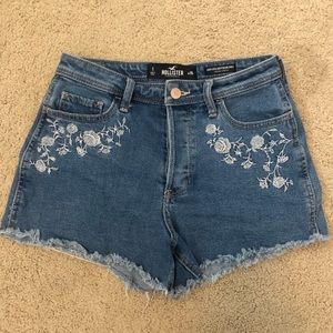 jean shorts, floral embroidered, denim, teen
